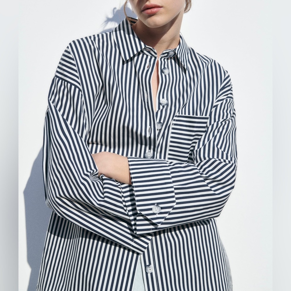ZARA- STRIPED POPLIN SHIRT